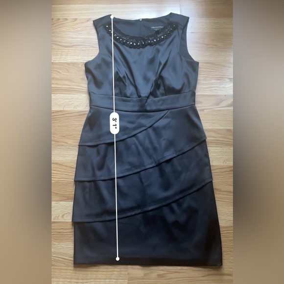 Connected apparel  Black Sheath Dress size 12  Tiered Jeweled Neckline Sheath - Picture 8 of 11